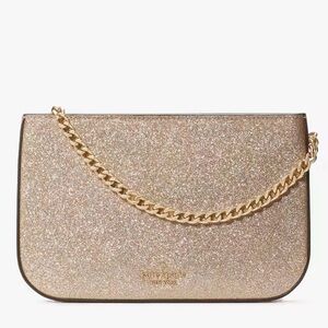 NWT Kate Spade Glimmer Glitter Pochette in Gold